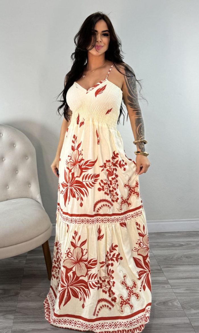 vestido longo sofia off/terracota