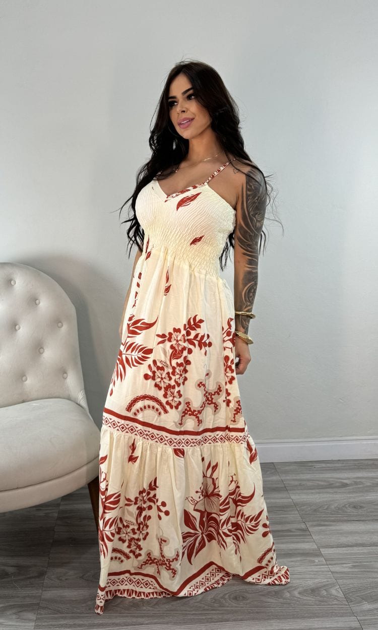 vestido longo sofia off/terracota