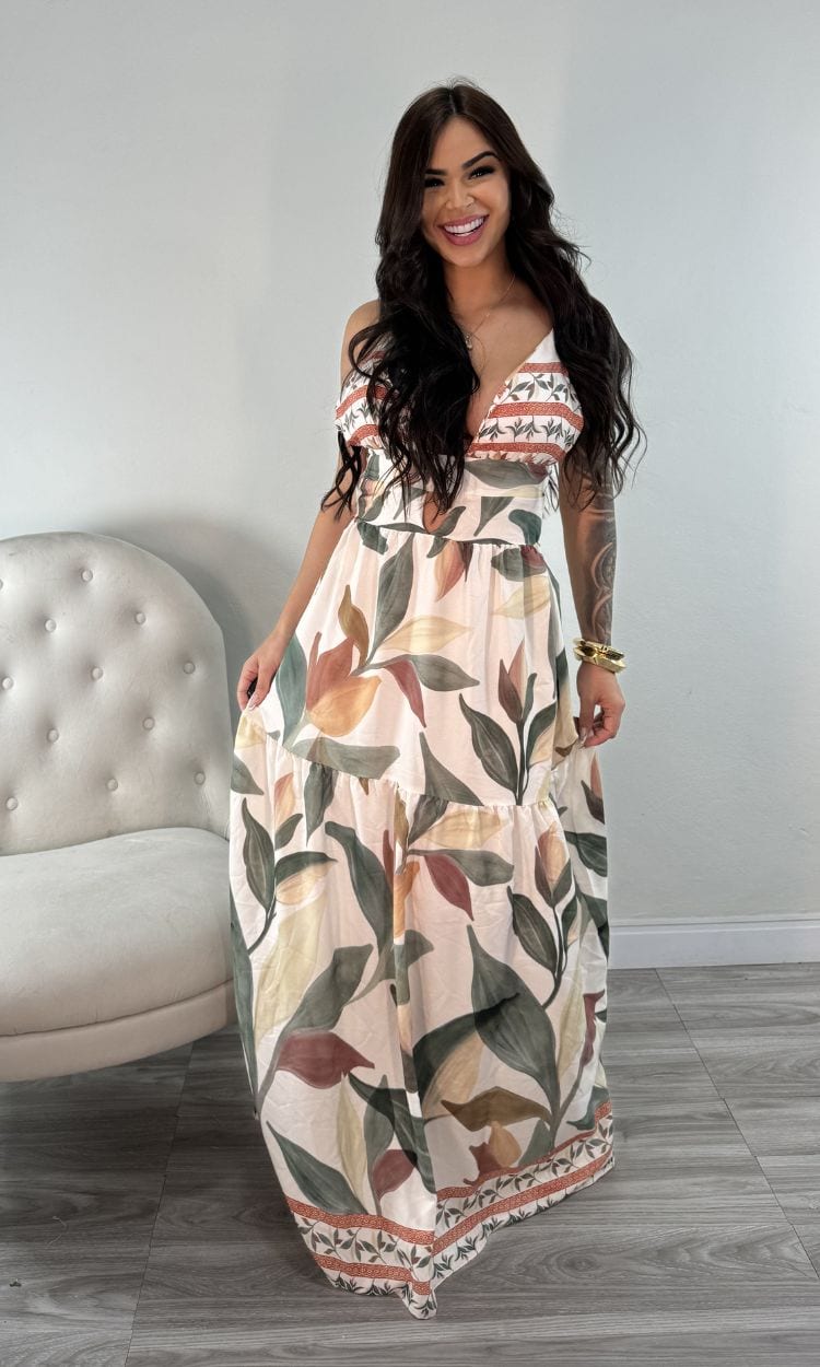 vestido longo aurora estampa verde