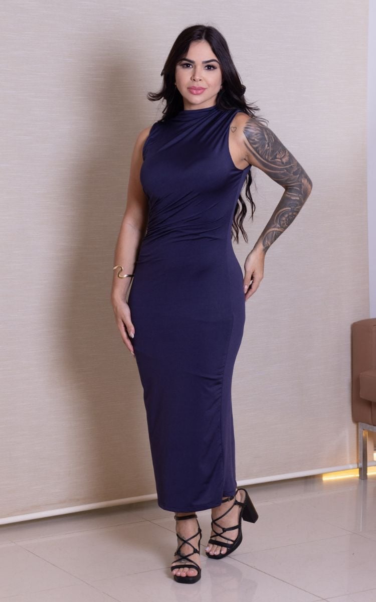 vestido belisa azul marinho