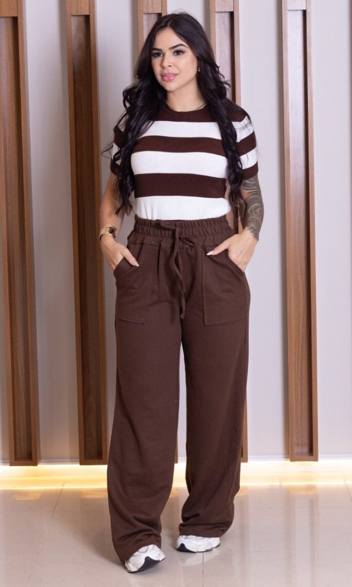 calça moletinho marrom