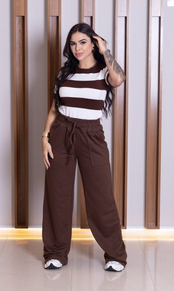 calça moletinho marrom calça moletinho marrom