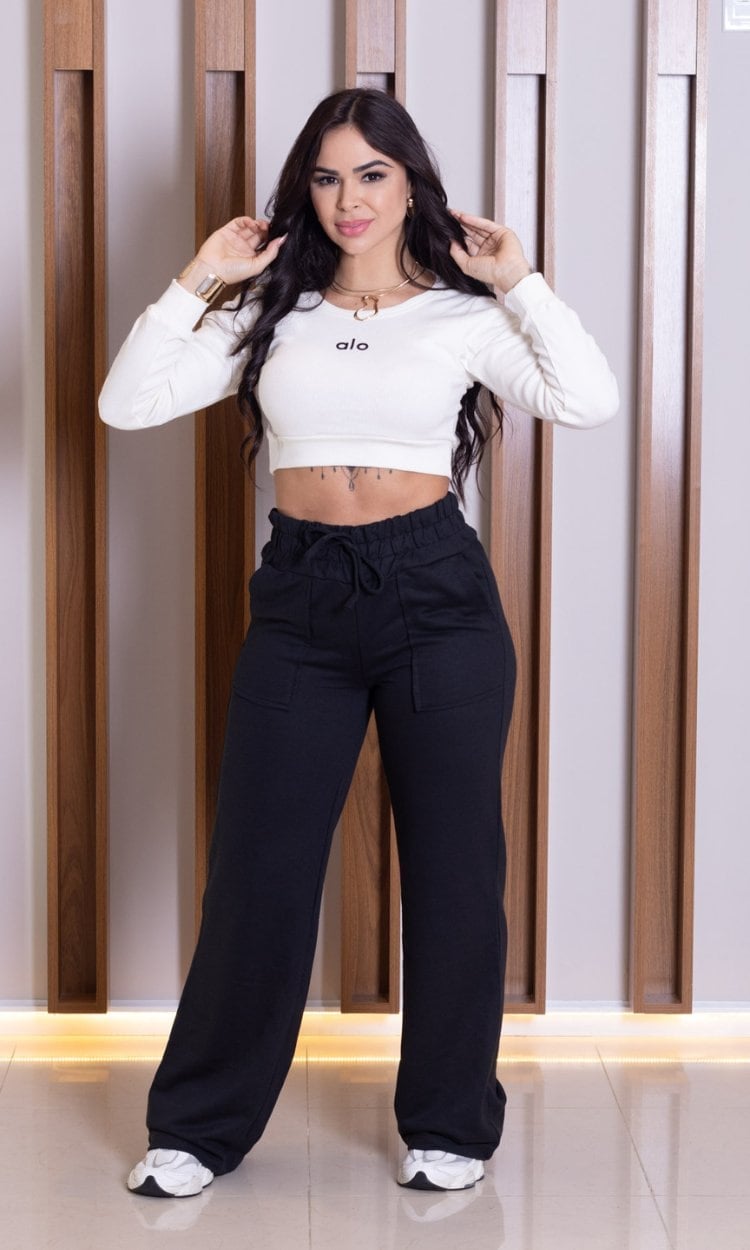calça moletinho preta