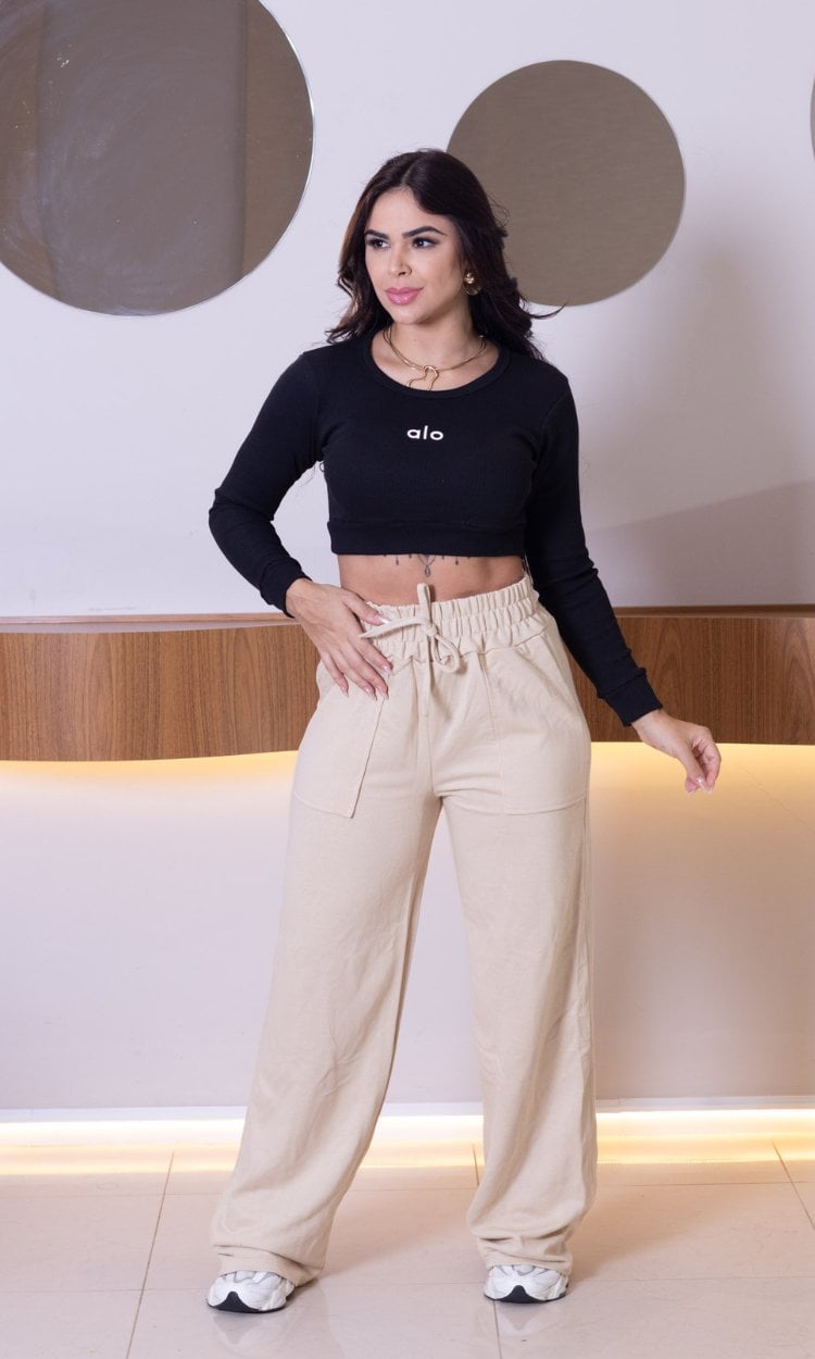 calça moletinho nude