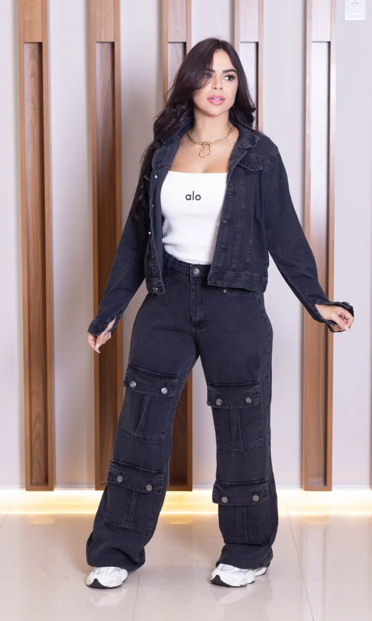 calça jeans estonada 4 bolsos